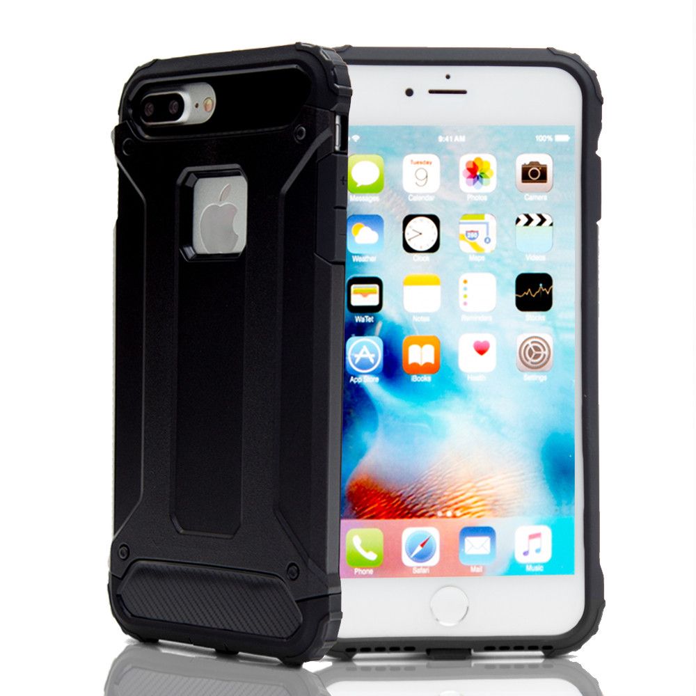 Apple iPhone 8 Plus -  Carbon fiber design Shockproof Armor Rugged case, Black