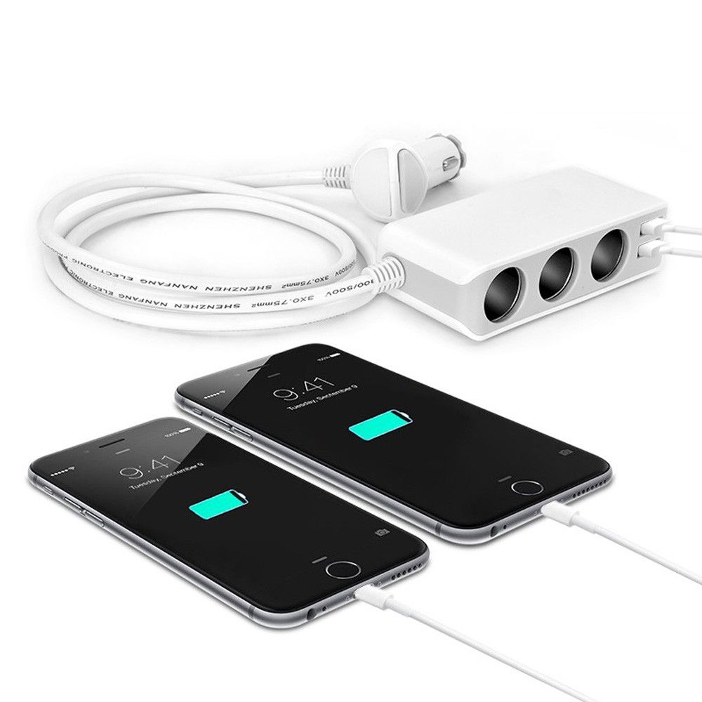 Apple iPhone 8 Plus -  USB and Car Charger adapter Splitter, White