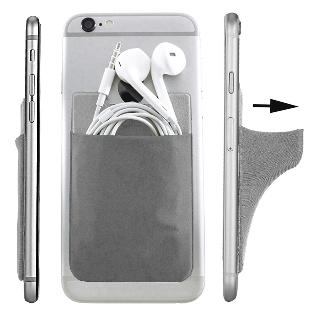 Apple iPhone 8 Plus -  Lycra Spandex Stick-on Card Pocket, Gray