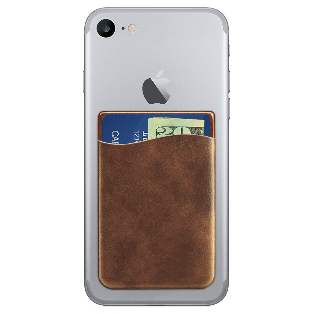 Apple iPhone 8 Plus -  Vegan Leather Stick-on Card Pocket, Brown