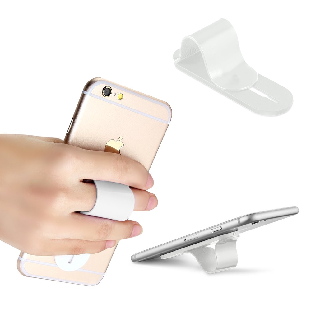 Apple iPhone 8 Plus -  Stick-on Retractable Finger Phone Grip Holder, White
