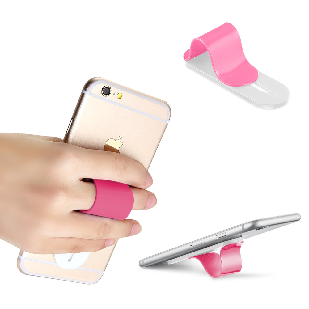 Apple iPhone 8 Plus -  Stick-on Retractable Finger Phone Grip Holder, Pink
