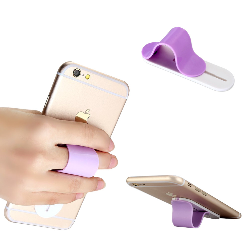 Apple iPhone 8 Plus -  Stick-on Retractable Finger Phone Grip Holder, Purple