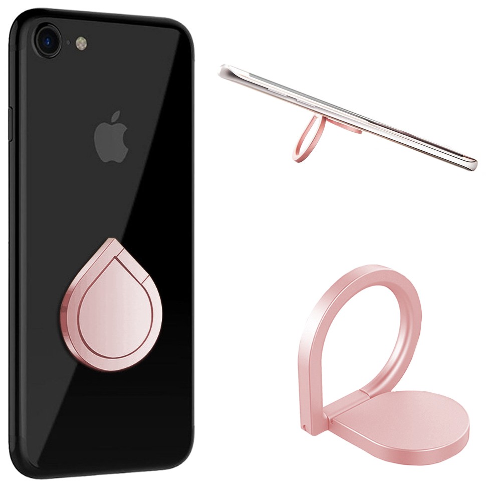 Apple iPhone 8 Plus -  Universal Metallic Droplet Ring Grip and Stand Holder, Rose Gold