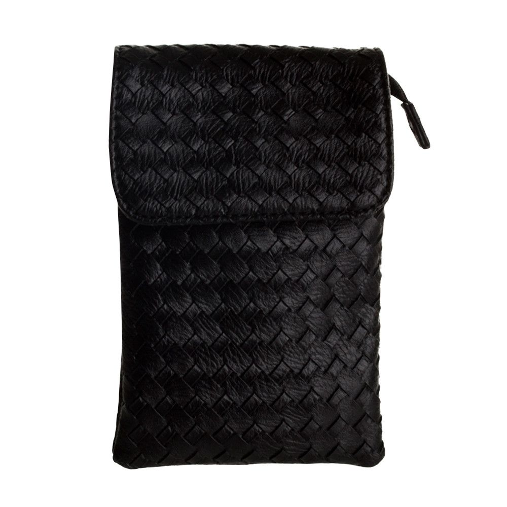 Apple iPhone 8 Plus -  Vegan Leather Woven Crossbody bag, Black