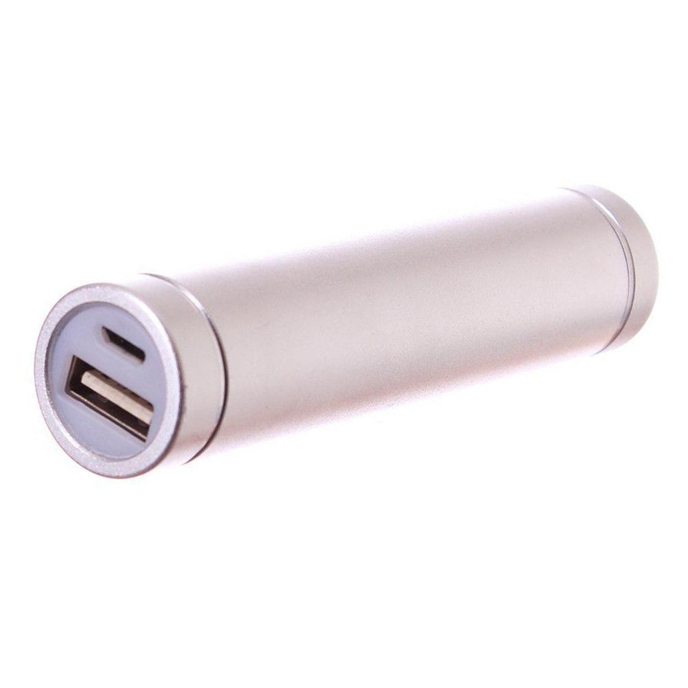 Apple iPhone 8 Plus -  Universal Metal Cylinder Power Bank/Portable Phone Charger (2600 mAh) with cable, Silver