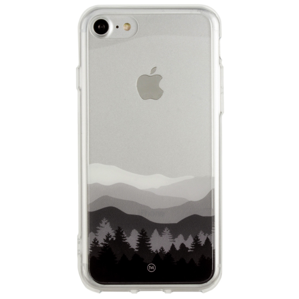Apple iPhone 8 -  Ultra Clear Grayscale Mountains Slim Case, Clear/Gray