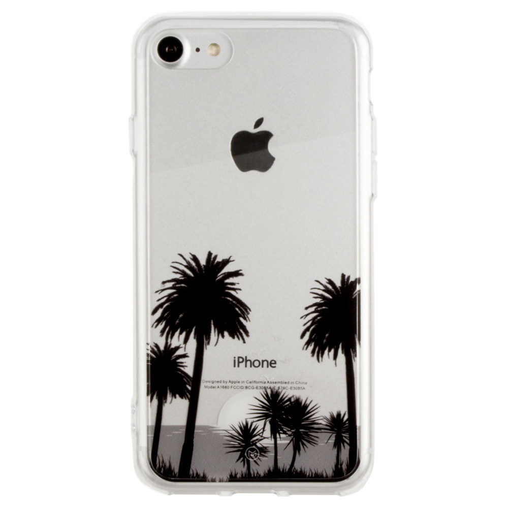 Apple iPhone 8 -  Ultra Clear Grayscale Beach Palm Trees Slim Case, Clear/Gray