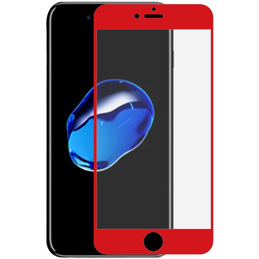 Apple iPhone 8 Plus -  Full Edge Colored Tempered Glass Screen Protector, Red