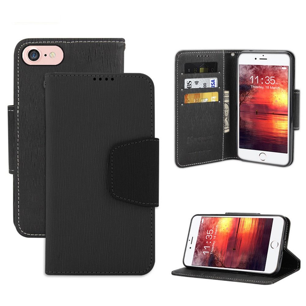 Apple iPhone 8 -  Infolio Leather Folding Wallet Phone Case, Black