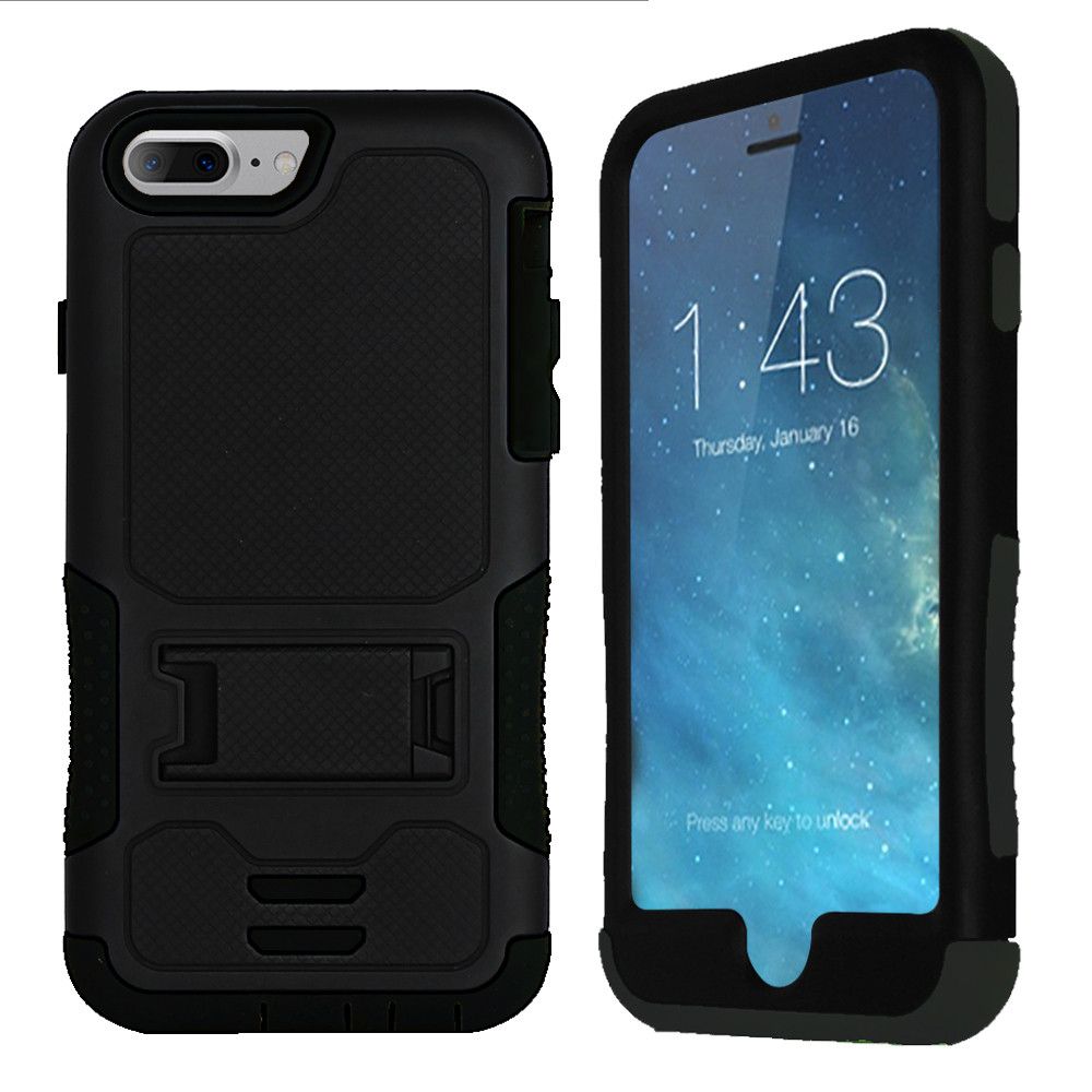 Apple iPhone 7 - Dual Layer Rugged Case with Kickstand, Black