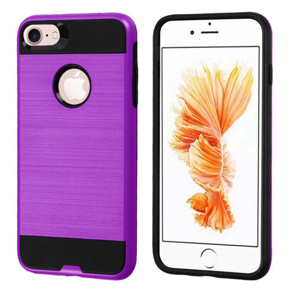 Apple iPhone 7 - Fusion Metal Design Hybrid Rugged Case, Purple/Black