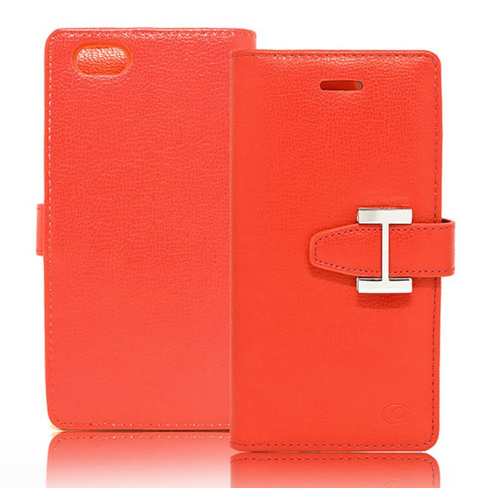 Apple iPhone 7 - Metal Buckle Design Multi-Card Compact Wallet Case, Orange