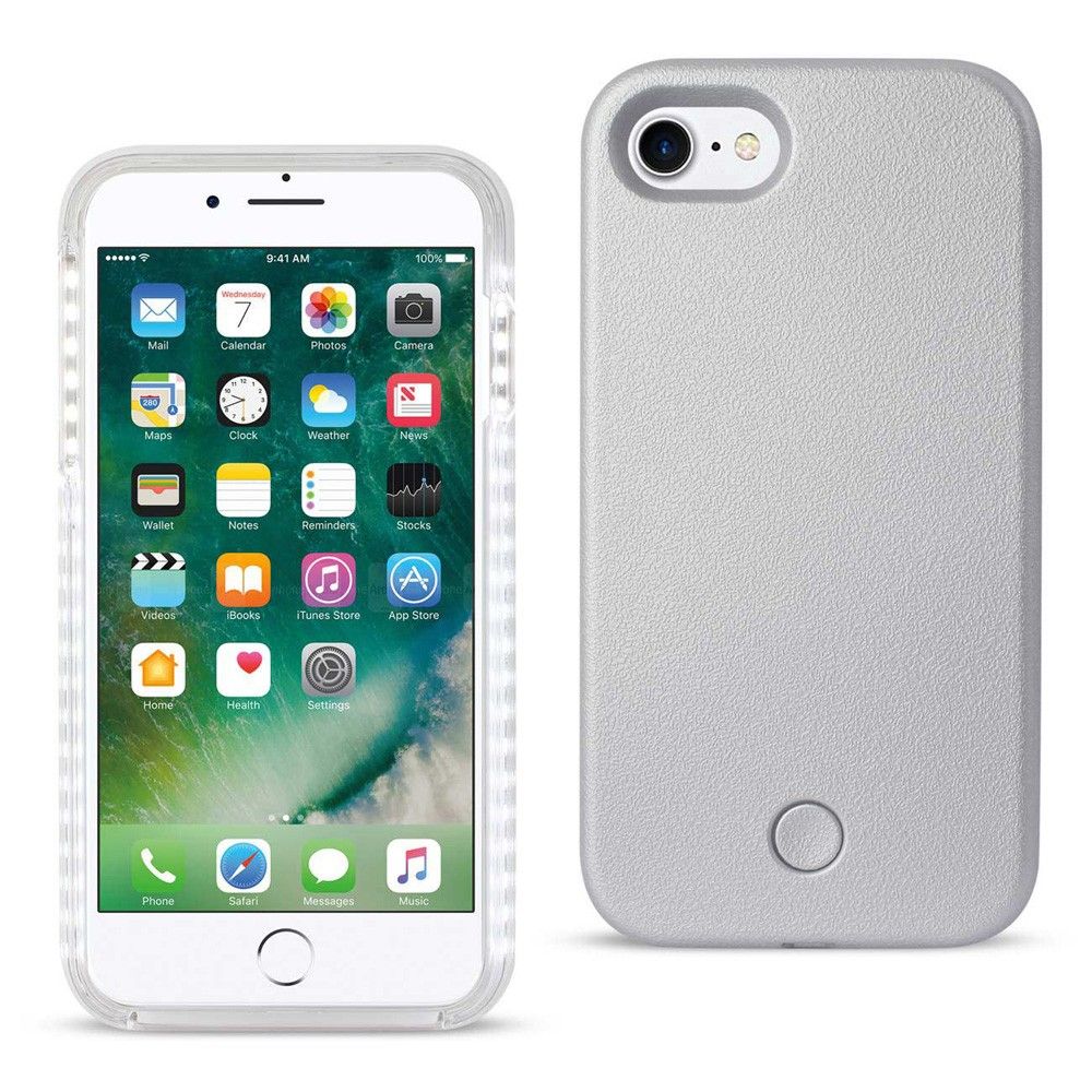Apple iPhone 7 - LED Selfie Light Up Illuminated Rugged Case, Silver