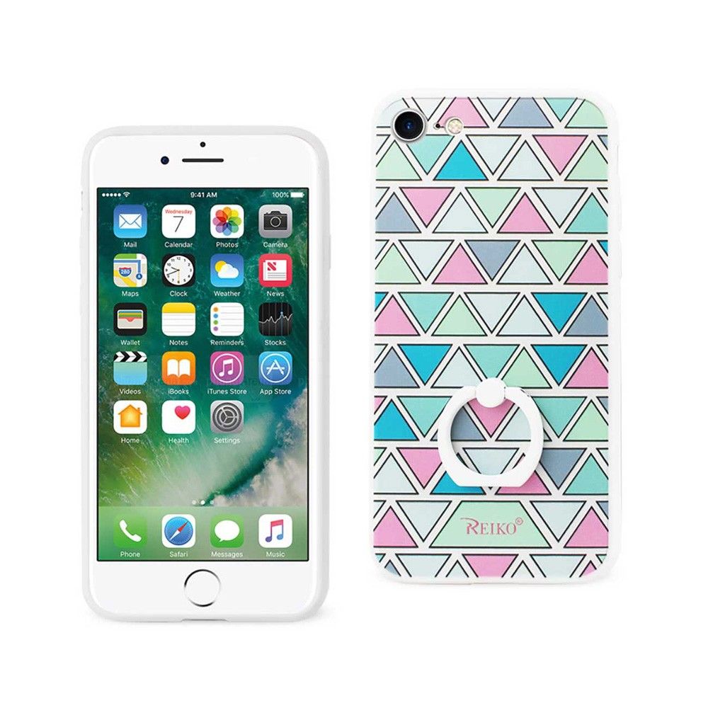 Apple iPhone 7 - Triangle Design Hard TPU Case with Ring Grip, Multi-Color