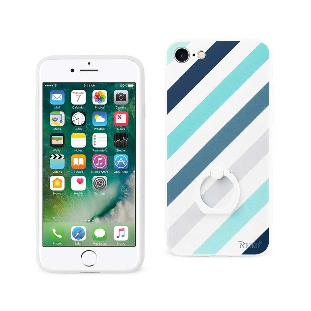 Apple iPhone 7 - Stripes Hard TPU Case with Ring Grip, Multi-Color