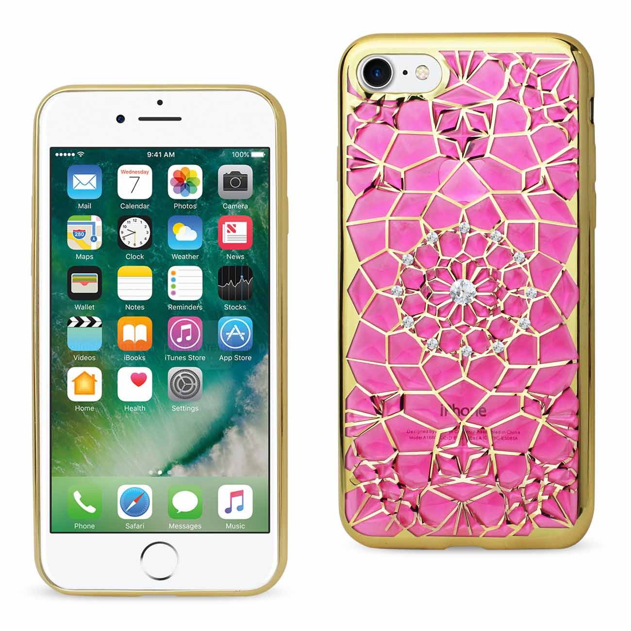 Apple iPhone 7 - Stained Glass Sunflower Design TPU Case, Pink