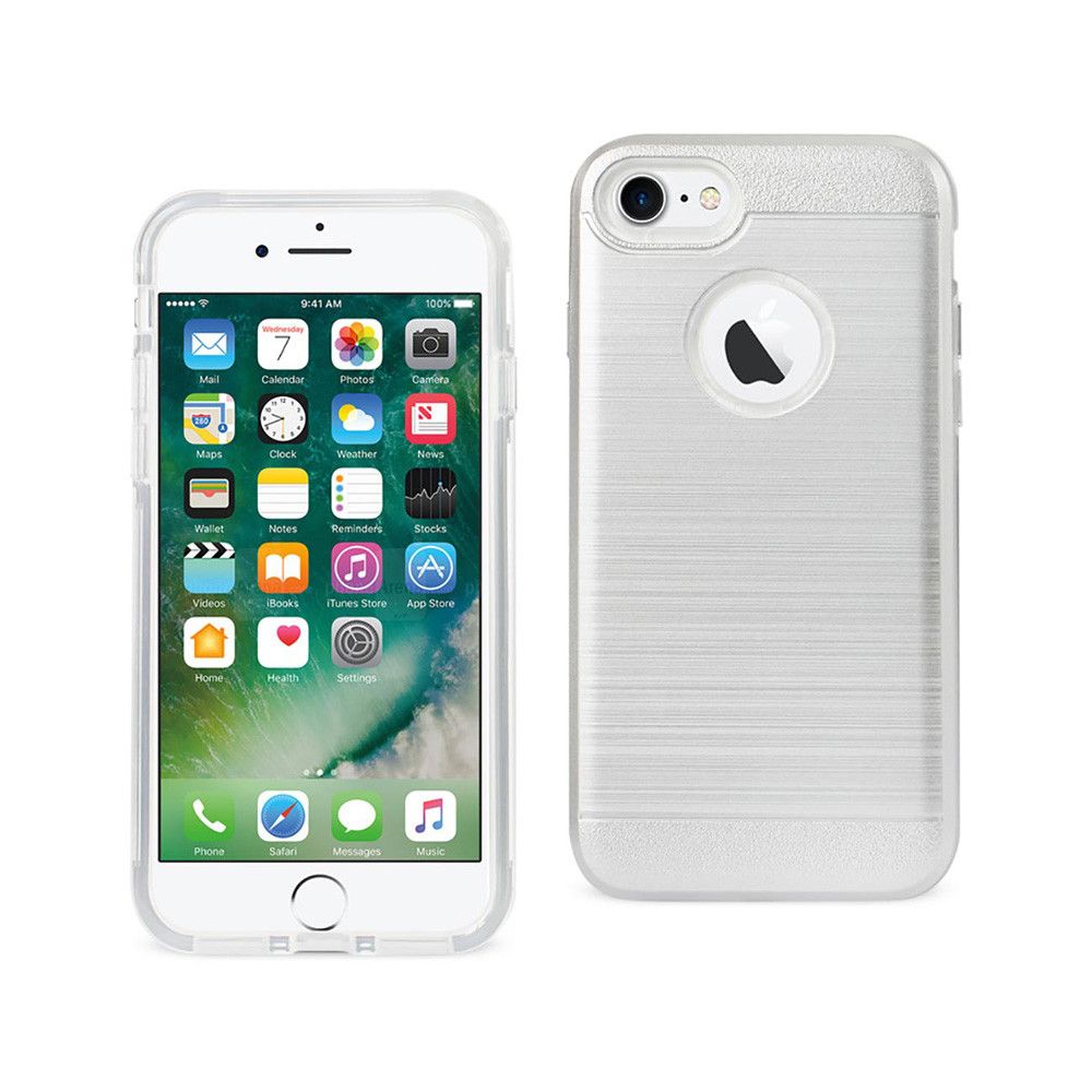 Apple iPhone 7 - Dual Layer TPU Metallic Texture Case, Silver