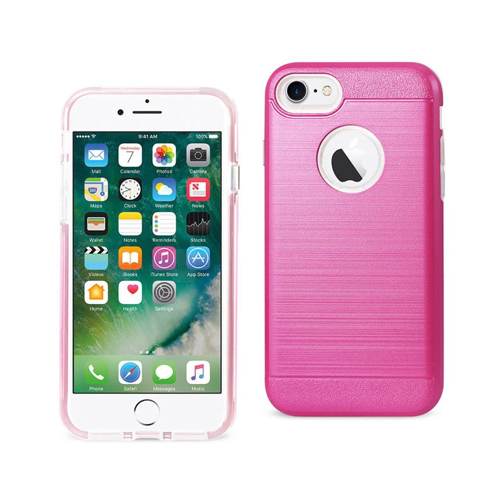Apple iPhone 7 - Dual Layer TPU Metallic Texture Case, Pink
