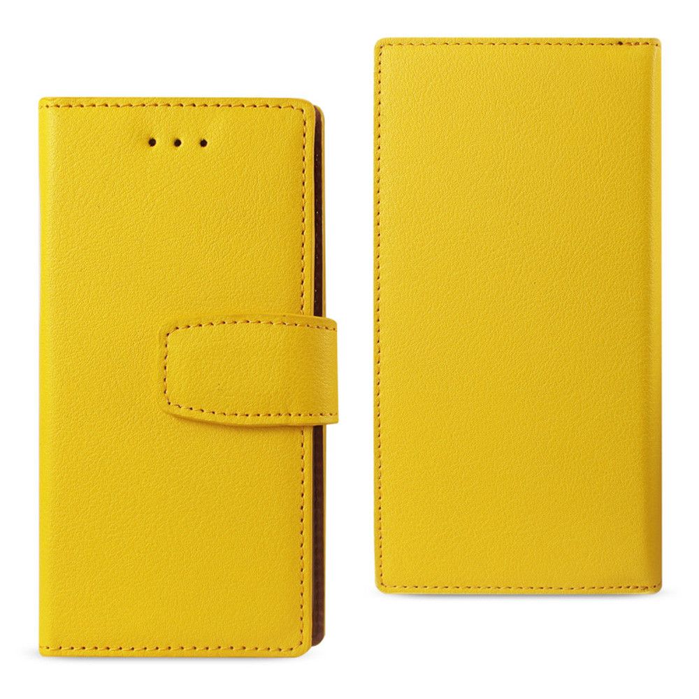 Apple iPhone 7 - Premium Genuine Leather Wallet Case with RFID, Yellow