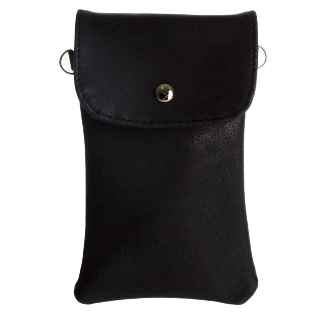 Apple iPhone 7 -   Leather Matte Crossbody bag with back zipper, Black