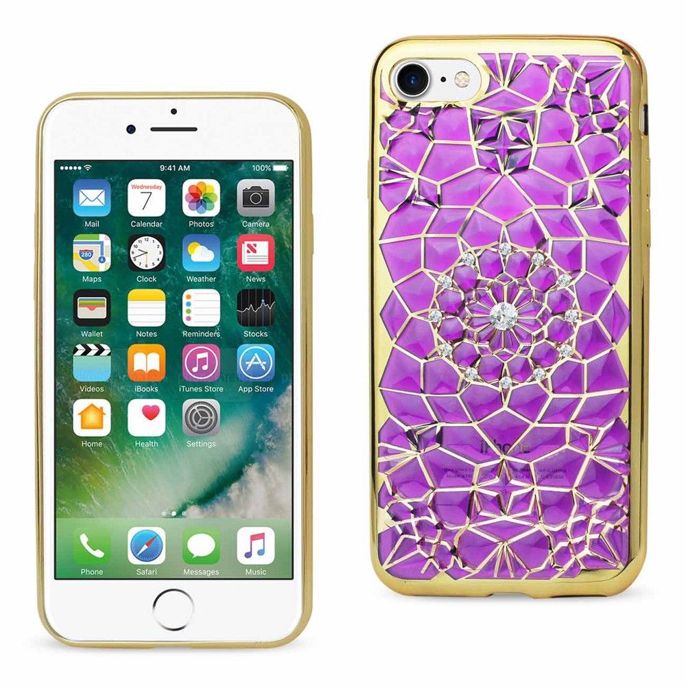 Apple iPhone 7 - Stained Glass Sunflower Design TPU Case, Purple