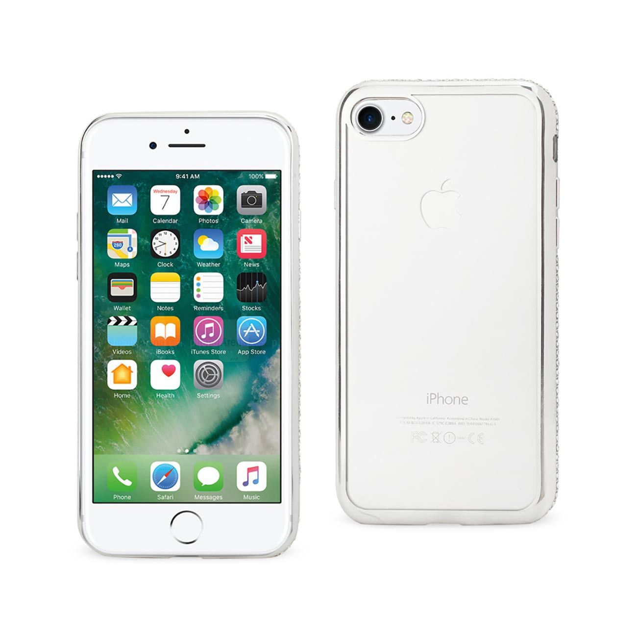 Apple iPhone 7 - Slim TPU Case with Diamond Frames, Silver