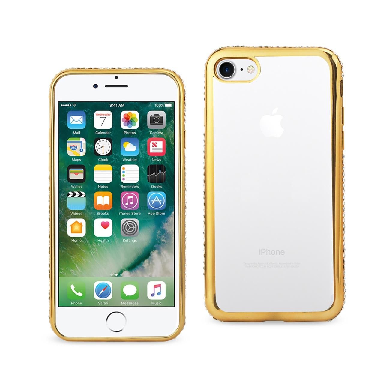 Apple iPhone 7 - Slim TPU Case with Diamond Frames, Gold
