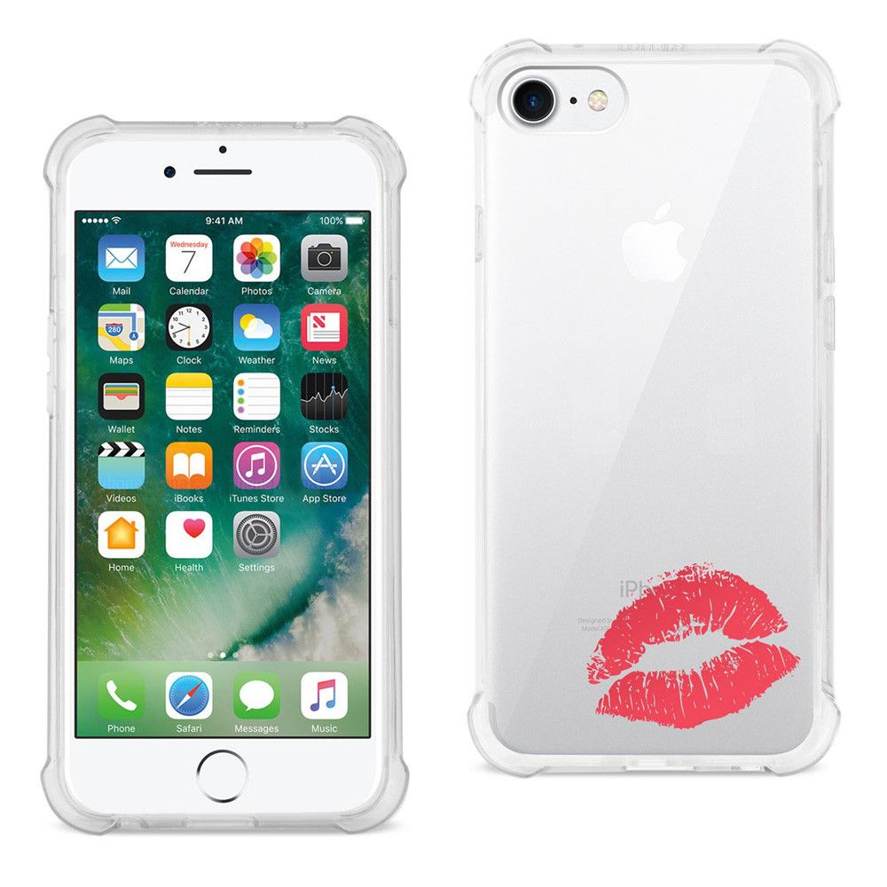 Apple iPhone 7 - Lipstick Kiss Design TPU Case with Air Cushion, Red