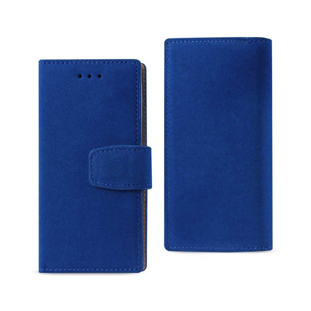Apple iPhone 7 - Premium Genuine Leather Wallet Case with RFID, Blue