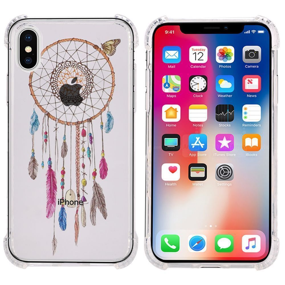 Apple iPhone X -  Dream Catcher Design Bumper Case with Air Cushion Shock Absorption, Multi-Color/Clear
