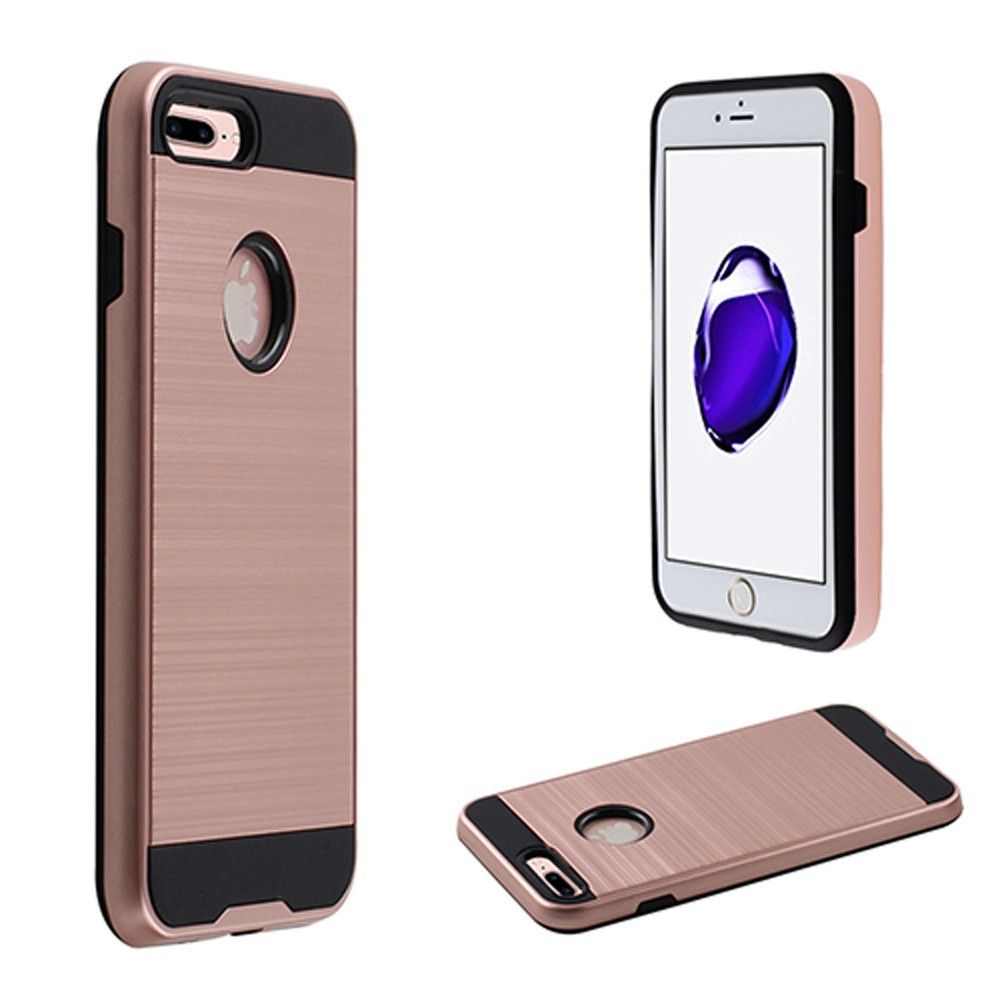 Apple iPhone 7 Plus - Fusion Metal Design Hybrid Rugged Case, Rose Gold/Black