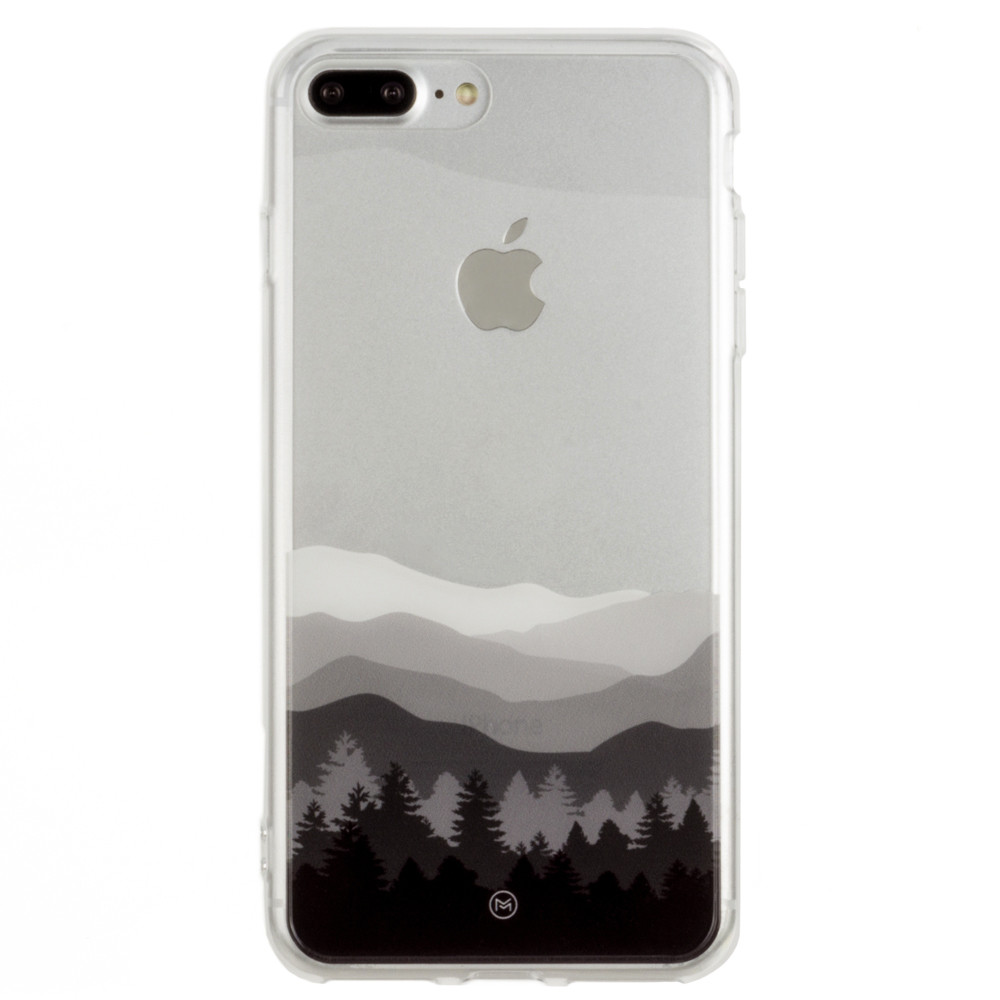 Apple iPhone 7 Plus -  Ultra Clear Grayscale Mountains Slim Case, Clear/Gray
