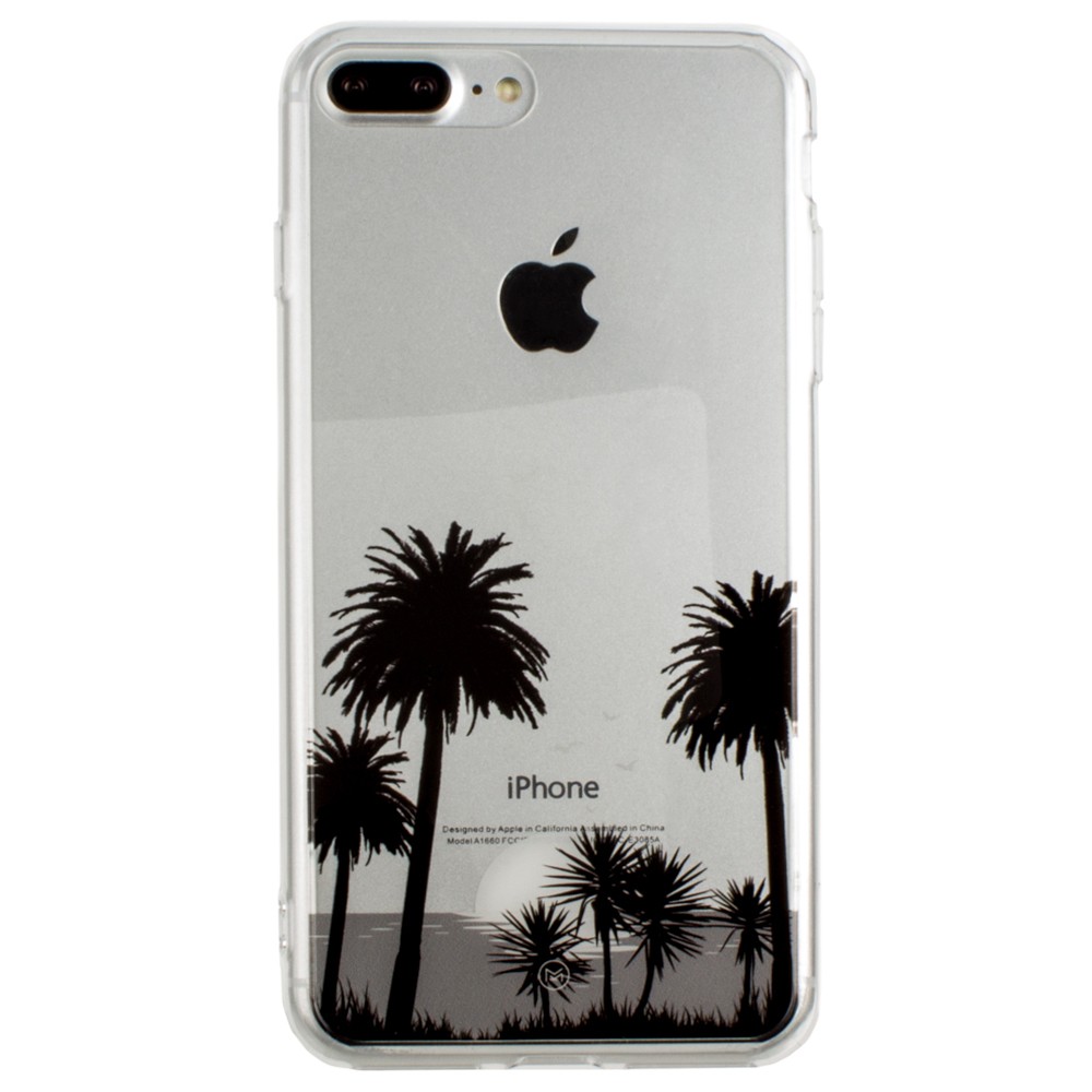 Apple iPhone 7 Plus -  Ultra Clear Grayscale Beach Palm Trees Slim Case, Clear/Gray