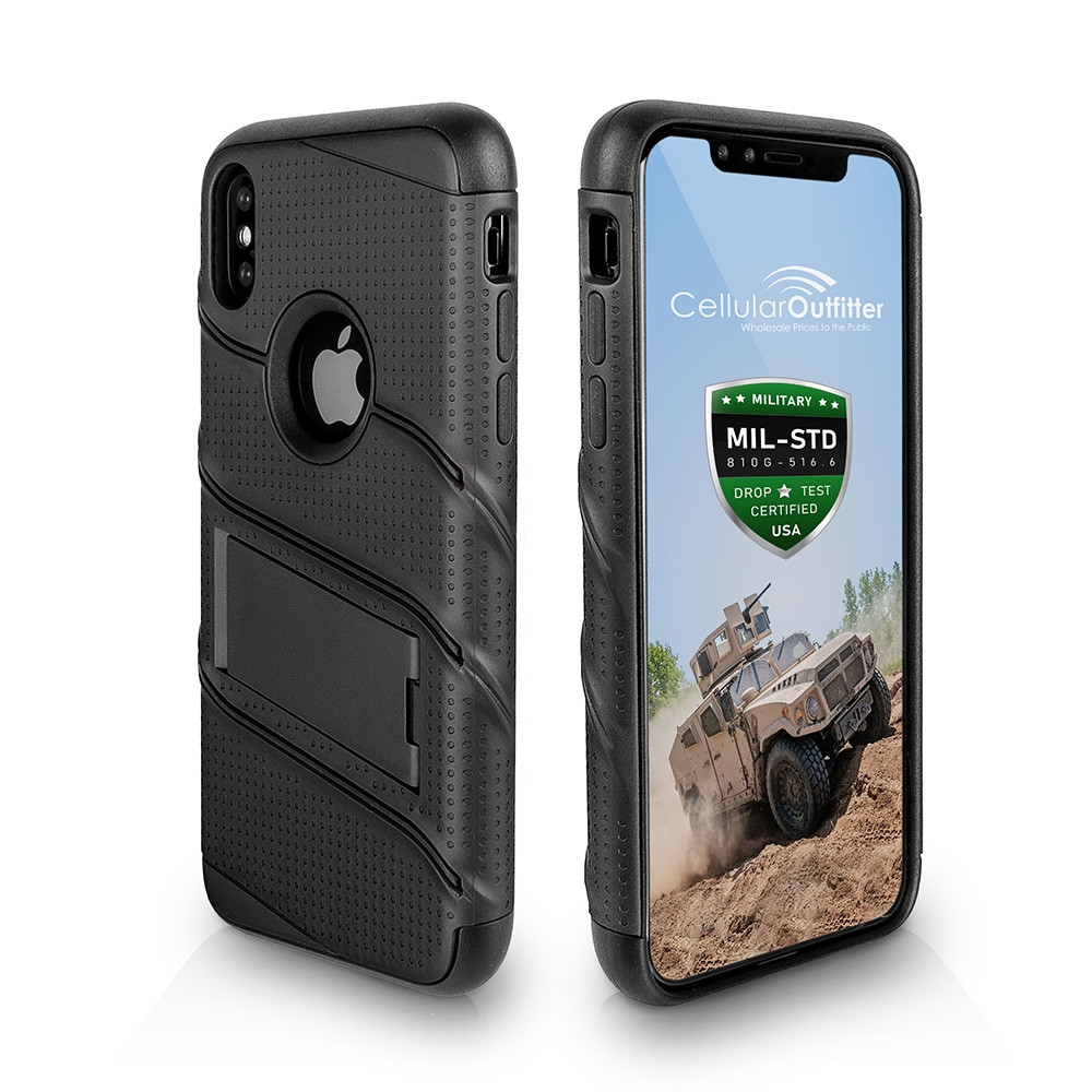 Apple iPhone X - RoBolt Heavy-Duty Rugged Case and Holster Combo, Black