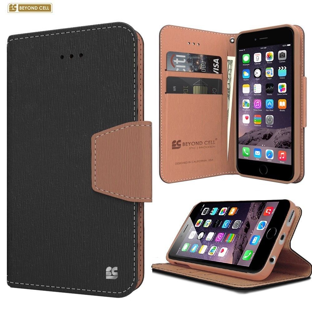 Apple iPhone 6/6s - Infolio Leather Folding Wallet Phone Case, Black/Brown