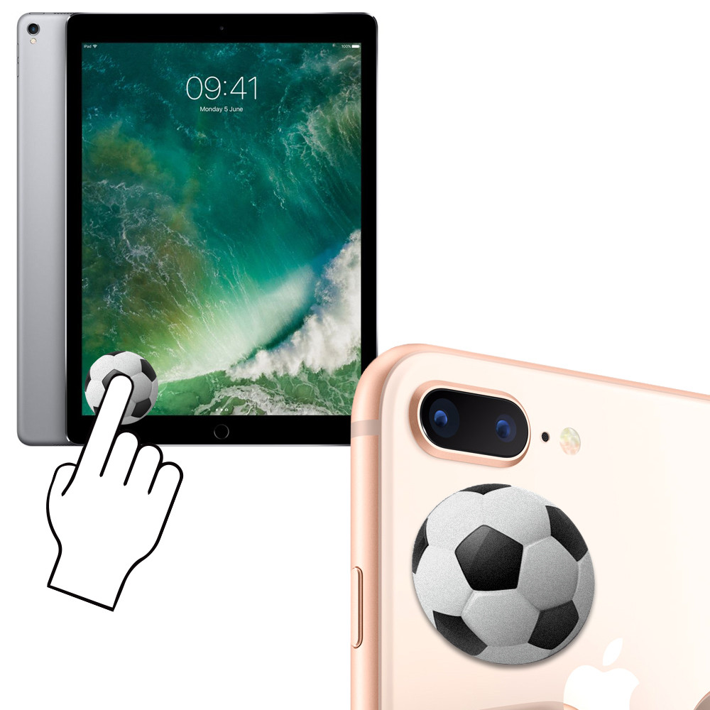 Apple iPhone 7 Plus -  Soccer Ball Design Re-usable Stick-on Screen Cleaner, White/Black