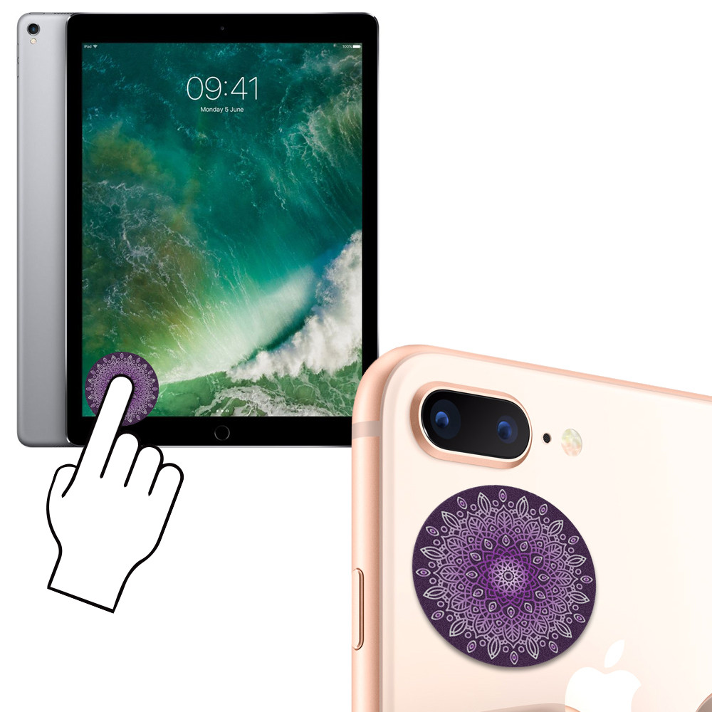 Apple iPhone 7 Plus -  Mandala Design Re-usable Stick-on Screen Cleaner, Purple