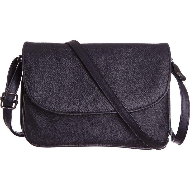 Genuine Leather Shoulder / Crossbody Handbag, Black