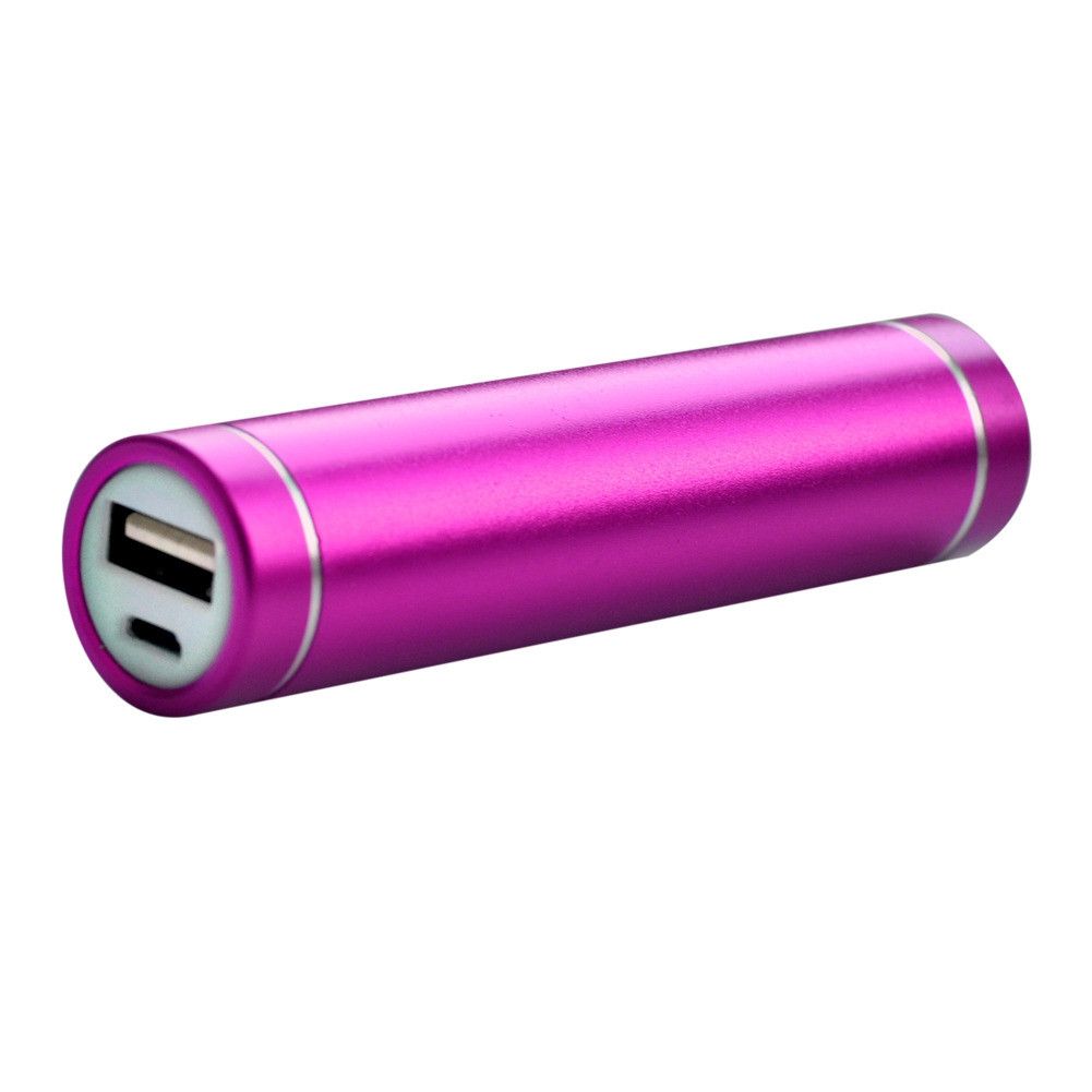 Apple iPhone 7 Plus -  Universal Metal Cylinder Power Bank/Portable Phone Charger (2600 mAh) with cable, Hot Pink