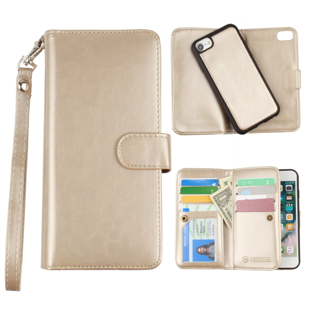 Apple iPhone 6 -  Multi-Card Slot Wallet Case with Matching Detachable Case and Wristlet, Gold