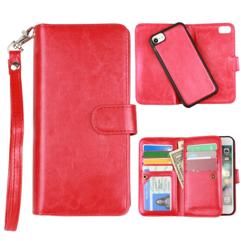 Apple iPhone 6 -  Multi-Card Slot Wallet Case with Matching Detachable Case and Wristlet, Red
