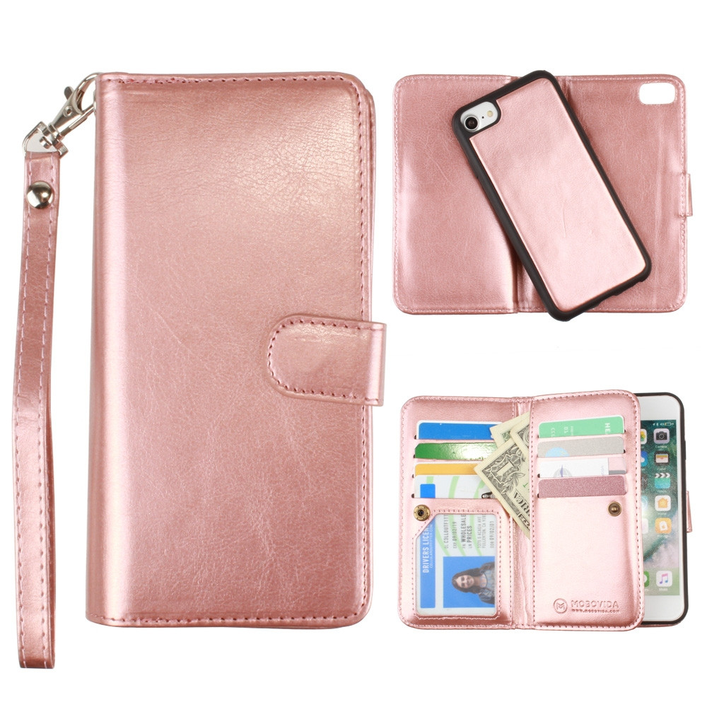 Apple iPhone 6 -  Multi-Card Slot Wallet Case with Matching Detachable Case and Wristlet, Rose Gold