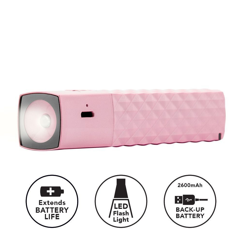 Apple iPhone 6 -  HyperGear Stik Power Bank / Portable Phone Charger and Flash Light (2600 mAh) with Micro USB cable, Pink