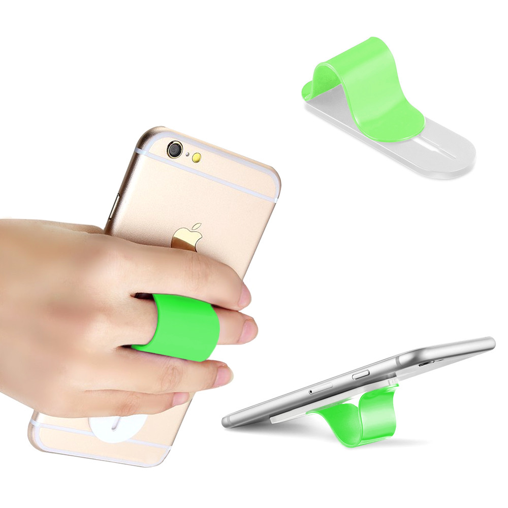 Apple iPhone X -  Stick-on Retractable Finger Phone Grip Holder, Green