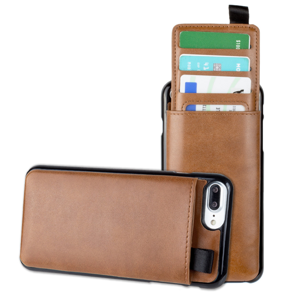 Apple iPhone 6 Plus -  Vegan Leather Case with Pull-Out Card Slot Organizer, Taupe