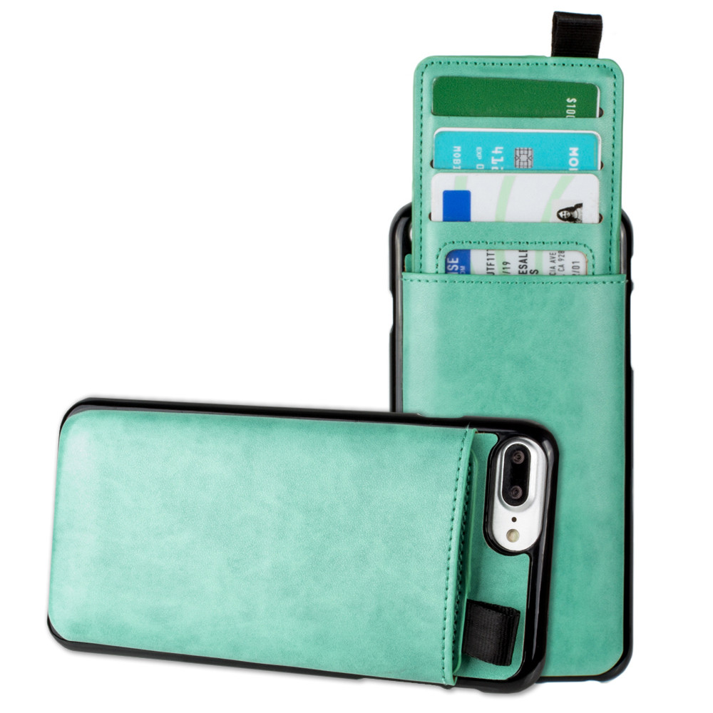 Apple iPhone 6 Plus -  Vegan Leather Case with Pull-Out Card Slot Organizer, Mint