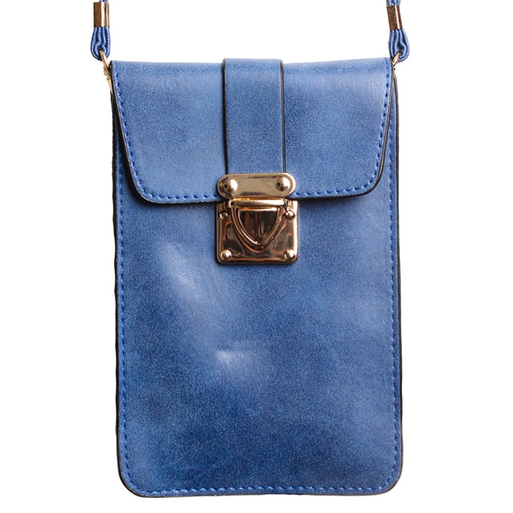 Apple iPhone 6 Plus -  Soft Leather Crossbody Shoulder Bag, Royal Blue