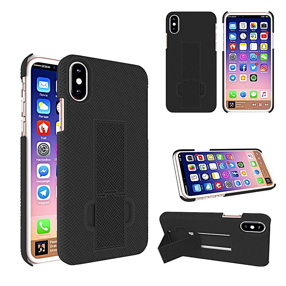 Apple iPhone X - 2-in-1 Slim Fit Hard Plastic Case & Holster Combo, Black