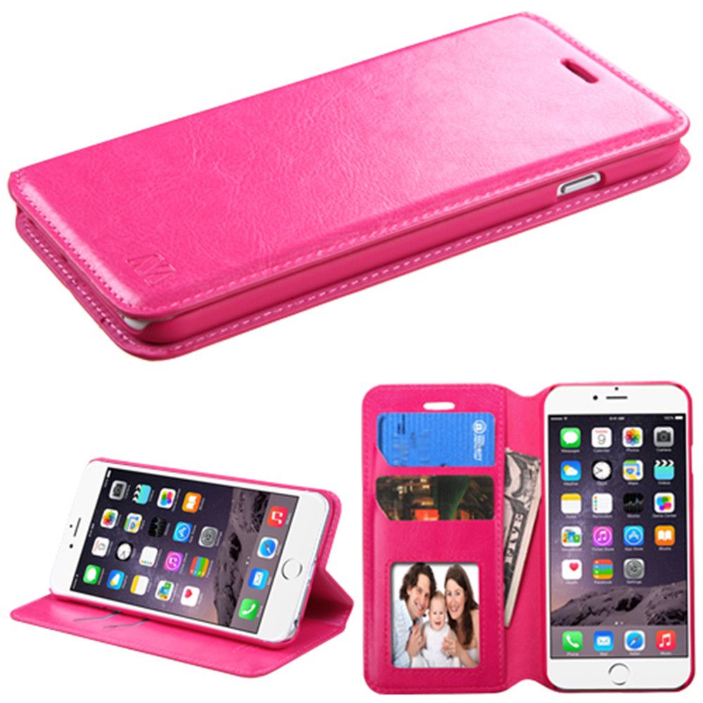 Apple iPhone 6 Plus -  Bi-Fold Leather Folding Wallet Case and Stand, Pink